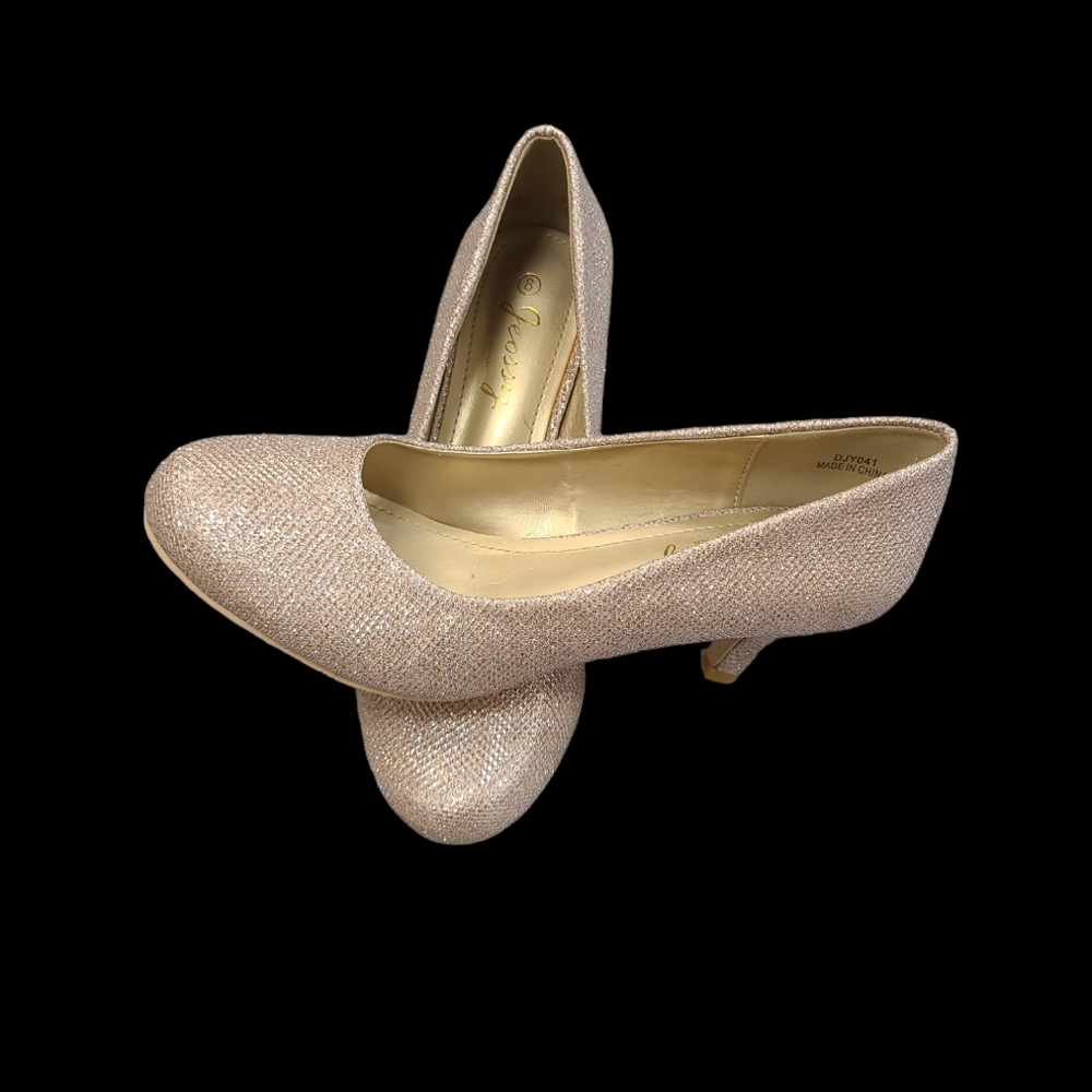 Gold sparkly Jeossy Milan high heels size 8